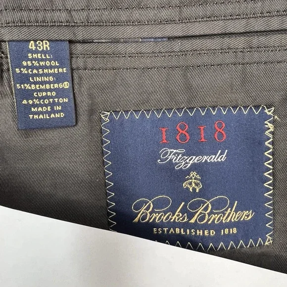 Brooks Brothers 👉Altered👈 Wool Cashmere Blazer Mens 43R Dark Gray/Brown
